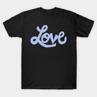 Whimsical Love cartoon illustrated text in light blue T-Shirt